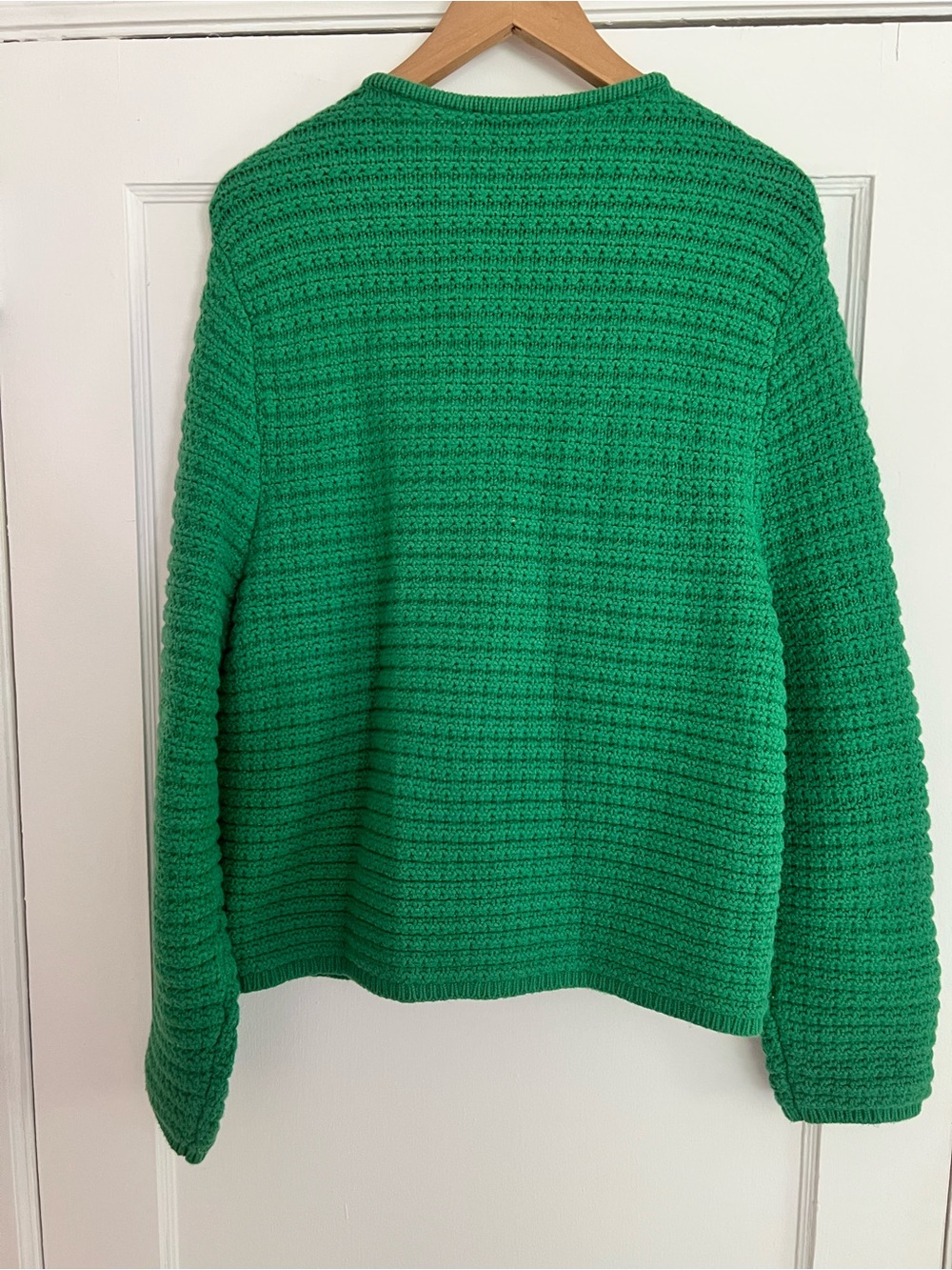 Ann Taylor Emerald Green Textured Knit Cardigan with Gold Buttons - Picture 2 of 7